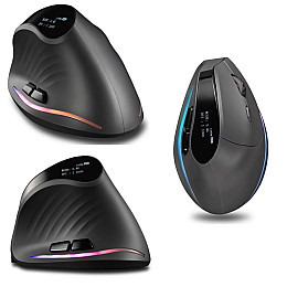 Вертикальная мышь беспроводная Zelotes F-35C с аккумулятором RGB подсветкой 2,4G Bluetooth Black