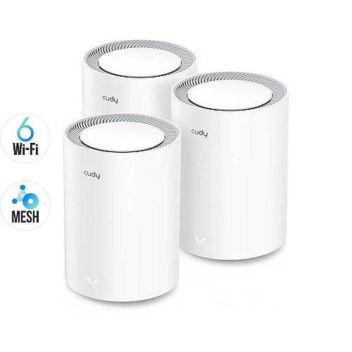 Маршрутизатор двохдіапазонний гігабітний Cudy M1800 WiFi Mesh WiFi 6 AX1800 3-Pack (2804623103)