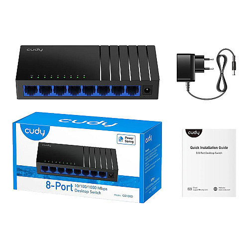 Комутатор неуправлюваний гігабітний Cudy GS108D 8-портовий Чорний (2804818404)