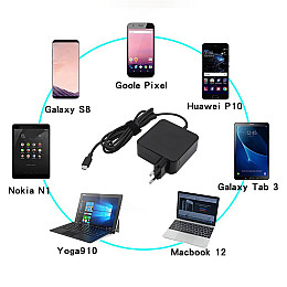 Блок питания для ноутбука Foxsur HP Lenovo MacBook Type-C 20V 4.5A 90W Черный (A20-90P1A)