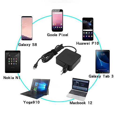 Блок питания для ноутбука Foxsur HP Lenovo MacBook Type-C 20V 4.5A 90W Черный (A20-90P1A)