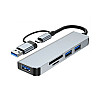 Концентратор хаб Digital USB Type-C/USB-A 5в1 USB 3.0 SD/TF Сірий (HUB-5IN1)