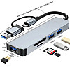 Концентратор хаб Digital USB Type-C/USB-A 5в1 USB 3.0 SD/TF Сірий (HUB-5IN1)