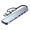 Концентратор Digital Type-C/USB-A 8в1 USB 3.0/USB 2.0/TF/SD 3.5 мм Сірий (HUB-8IN1)