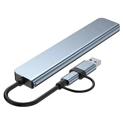 Концентратор Digital Type-C/USB-A 8в1 USB 3.0/USB 2.0/TF/SD 3.5 мм Сірий (HUB-8IN1)