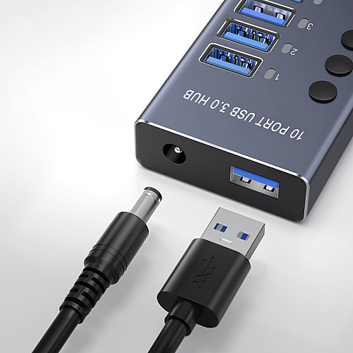 USB-хаб Digital USB 3.0 10 портів Сірий (HUB985A)