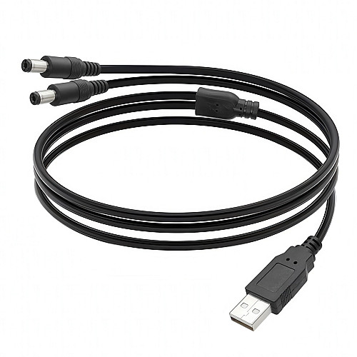USB кабель живлення No Brand USB 5V-5V DC 5.5x2.1 мм 70 см Чорний (KABROU-1410)