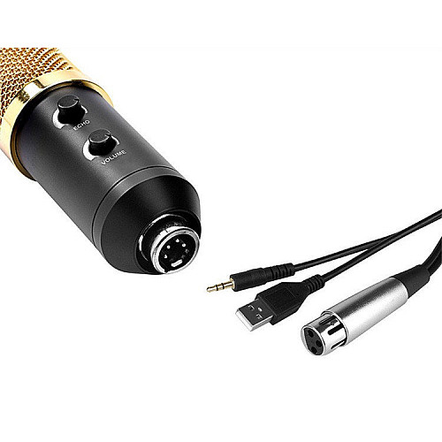 Студийный микрофон со стойкой и ветрозащитой MUSIC D.J. M800U Black Gold (200734)