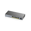 Комутатор ZYXEL GS1350-6HP (5xGE PoE, L2, 1xSFP, 802.3bt (порт 1-2), PoE 60W, метал)
