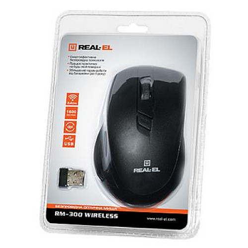 Мышь беспроводная REAL-EL RM-300 Black/Grey USB (EL123200012)