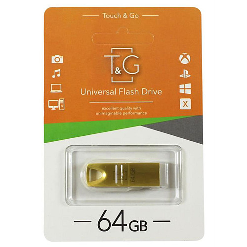 Флеш-накопитель USB 64GB T&G 117 Metal Series Gold (TG117GD-64G)