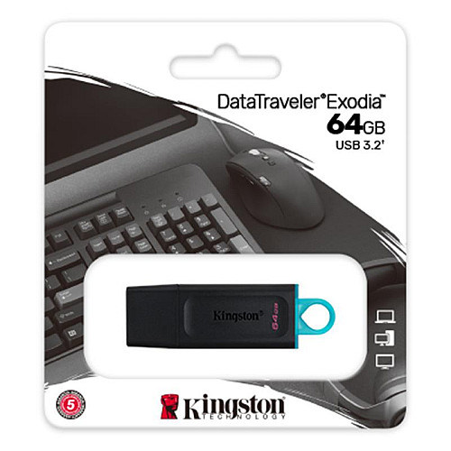 Флеш-накопитель USB3.2 64GB Kingston DataTraveler Exodia Black/Teal (DTX/64GB)