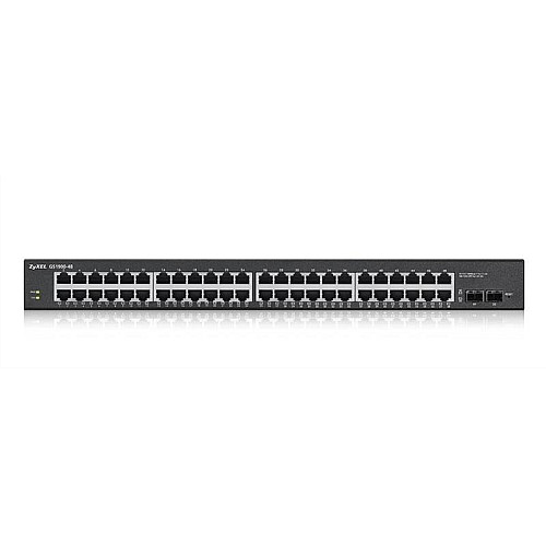 Коммутатор ZYXEL GS1900-48HPv2 (GS190048HPV2-EU0101F) (24xGE, 24xGE PoE+, 2xSFP, Max POE 170W, Web Smart)