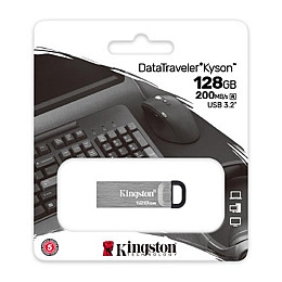 Флеш-накопитель USB3.2 128GB Kingston DataTraveler Kyson Silver/Black (DTKN/128GB)