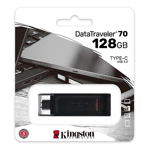 Флеш-накопитель USB3.2 128GB Type-C Kingston DataTraveler 70 Black (DT70/128GB)