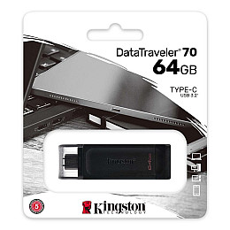 Флеш-накопитель USB3.2 64GB Type-C Kingston DataTraveler 70 Black (DT70/64GB)