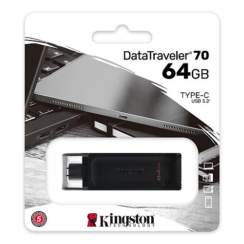 Флеш-накопитель USB3.2 64GB Type-C Kingston DataTraveler 70 Black (DT70/64GB)