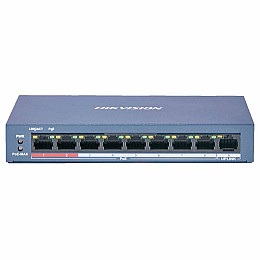 Неуправляємий PoE комутатор Hikvision DS-3E0109P-E/M(B) з 8 портами PoE