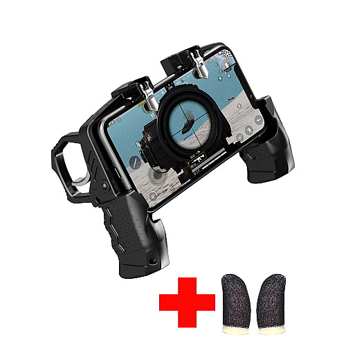 Беспроводной геймпад-триггер с пистолетными ручками джойстик для смартфона Sandy Union PUBG Mobile K21 + напальчники