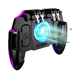 Беспроводной геймпад триггер для смартфонов Union PUBG Mobile M 11 с вентилятором и аккумулятором на 800 mAh + напальчники