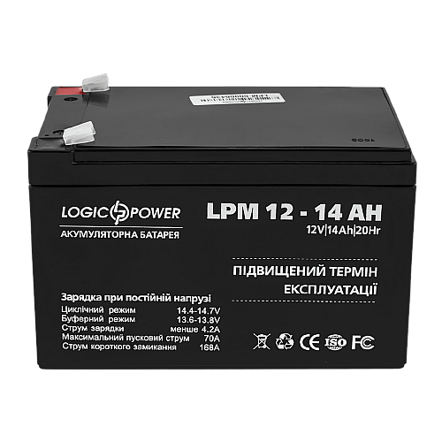 Акумулятор свинцево-кислотний LogicPower AGM LPM 12 - 14 AH