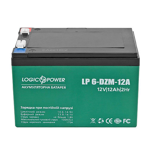 Тяговая аккумуляторная батарея AGM LogicPower LP 6-DZM-12 12V 12Ah