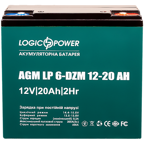 Тяговий акумулятор AGM LogicPower LP 6-DZM-20 12V 20Ah