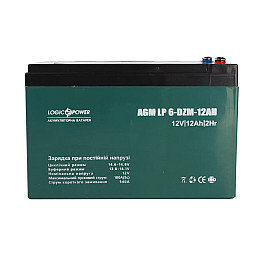 Тяговий акумулятор AGM LogicPower LP 6-DZM-12 12V 12Ah М5