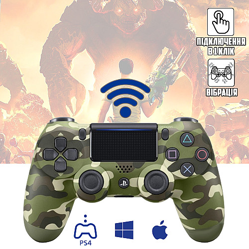 Беспроводной геймпад Play Station Dualshock 4 Wireless Bluetooth джойстик для приставки PS4 Green Camouflage