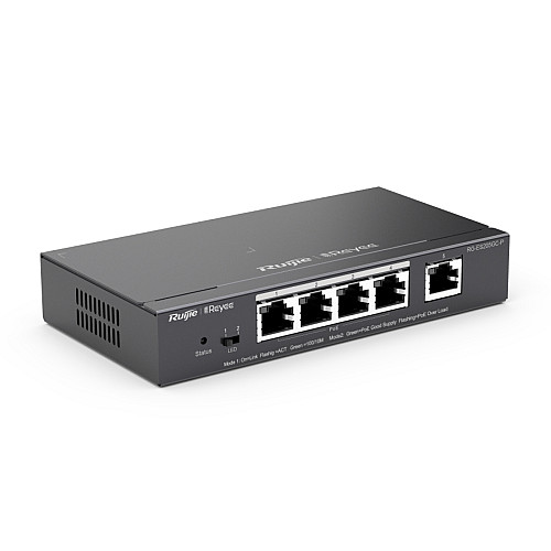 Коммутатор Ruijie Reyee RG-ES205GC-P (4xGE PoE+, 1xGE, max PoE 53W, desktop, steel case, Ruijie Cloud, Web Smart)