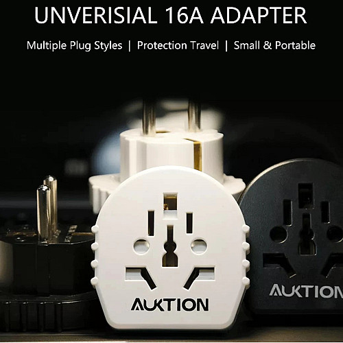 Универсальный переходник Auktion с US/UK/AU на евро EU вилку v2 16А Белый