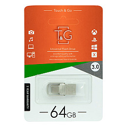 Флеш память T&G OTG -Type C USB 3.0 64GB Metal 104 Steel