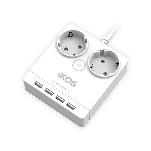 Сетевий фільтр-удлинитель Ikos F24S-U White (0005-CEF)