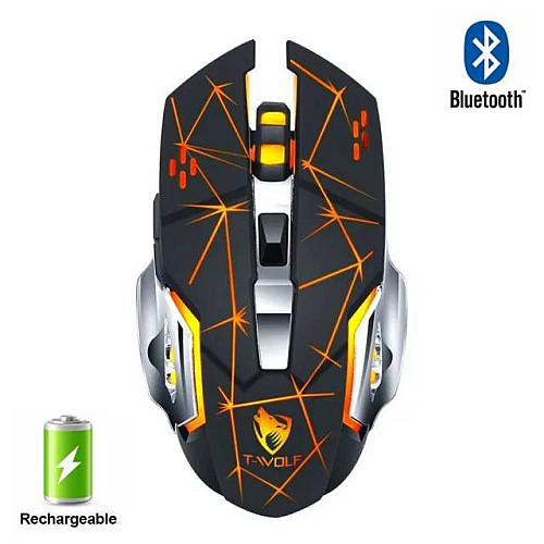Мышь беспроводная игровая с подсветкой T-Wolf Q13 BT Strip Black Oriiginal 2,4G+Bluetooth