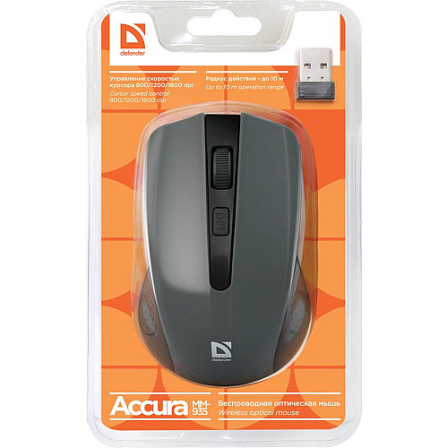 Миша Defender Accura MM-935 Wireless Сіра (52936)