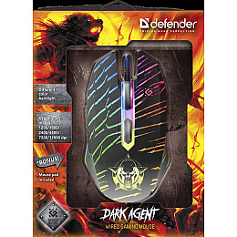 ИТ-набор мышь/коврик Defender Dark Agent GM-590L Черный (52590)