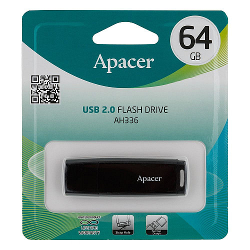 USB-накопичувач Apacer AH336 64Gb USB Flash Drive 2.0 64 Гб Чорний