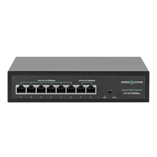 Комутатор мережевий POE GreenVision GV-015-D-06 2P