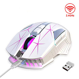 Мышь беспроводная с аккумулятором и подсветкой HXSJ T300 2,4 GHz White