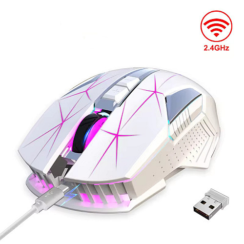 Мышь беспроводная с аккумулятором и подсветкой HXSJ T300 2,4 GHz White