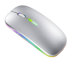 Мышка бесшумная компьютерная беспроводная Macarone Bluetooth USB перезаряжаемый Серый