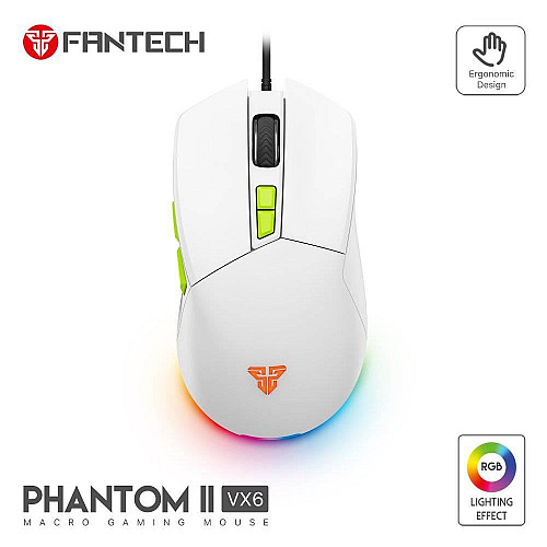 Игровая проводная мышка Fantech VX6 Venom Go Phantom II 400-7200DPI 60IPS 1.8 м White