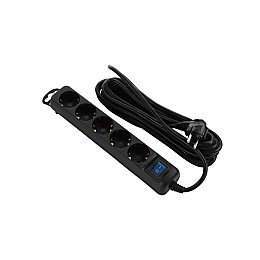 Сетевий фільтр подовжувач 2E U05ES15M5BK 5 розеток 3 м чорний
