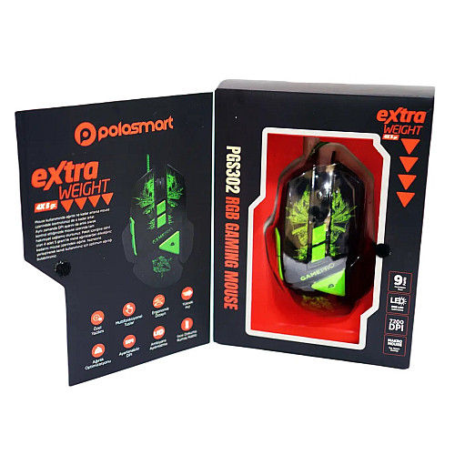 Ігрова комп'ютерна миша No Brand Polosmart PGS302 провідна з RGB підсвіткою USB Black