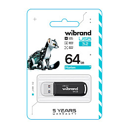 Флеш память USB Wibrand 64 GB Marten Gen1 USB 3.2 Black (36716_3608938)