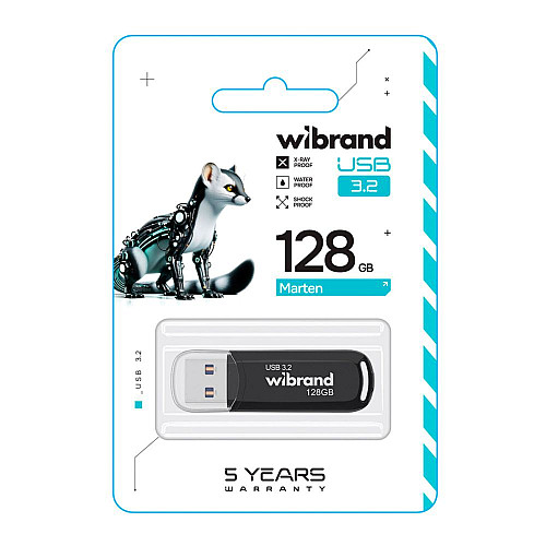 Флеш память USB Wibrand 128 GB Marten Gen1 USB 3.2 Black (36719_3608941)