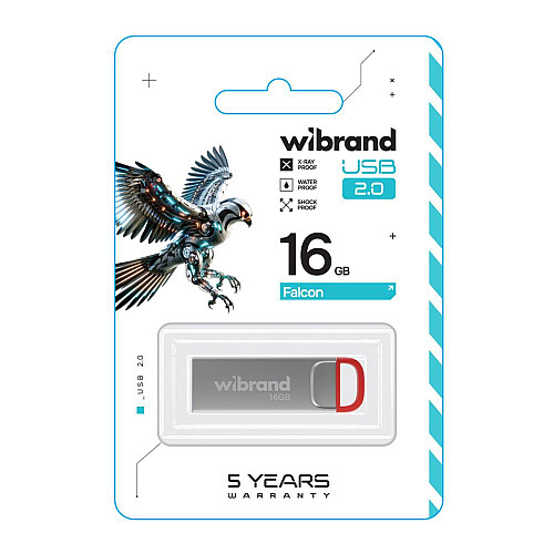 Флеш память USB Wibrand 16 GB Falcon USB 2.0 Silver-Red (36701_3608919)