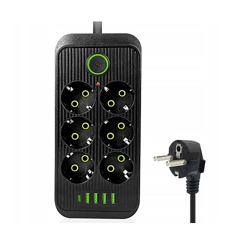 Сетевий подовжувач UA Power F06U 6 розеток 4 USB Type-C 2 м Чорний (2450340452)