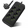 Сетевий подовжувач UA Power F06U 6 розеток 4 USB Type-C 2 м Чорний (2450340452)