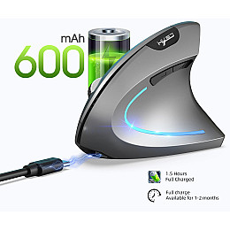 Вертикальная мышь беспроводная HYSJ Т22 с аккумулятором и RGB подсветкой 2,4G+Bluetooth Grey
